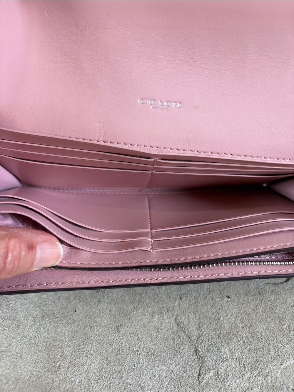 Coach slim envelope wallet featuring signature coated canvas & pink leather flap - Picture 7 of 11